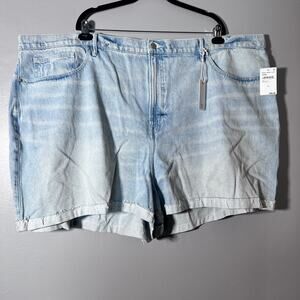 NWT Good American Good ’90s Denim Shorts Size 30 Plus High Rise Light Wash